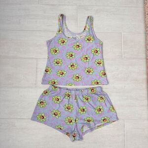 Rick and Morty Matching PJ Set Cami Tank Shorts Adult Swim Purple Green Medium